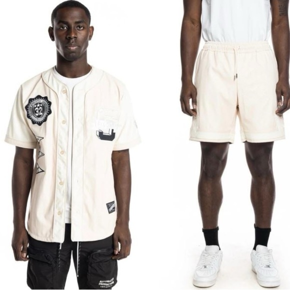 Baseball leather jersey and shorts set